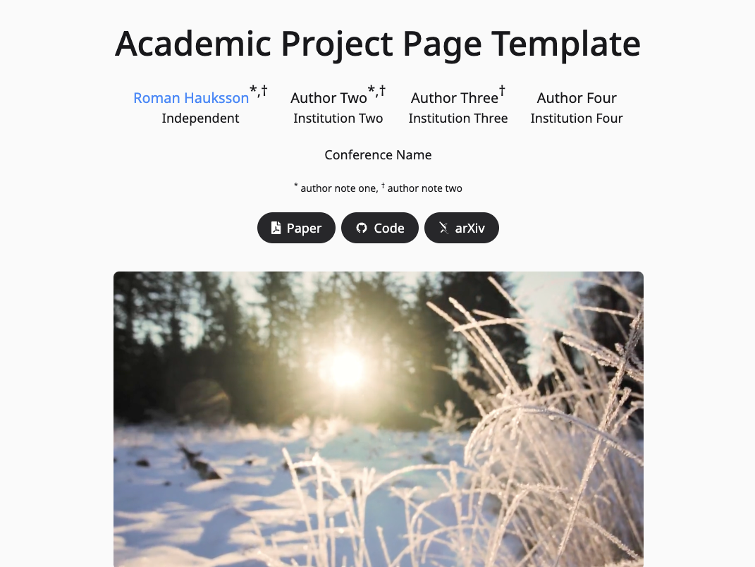 research project page template